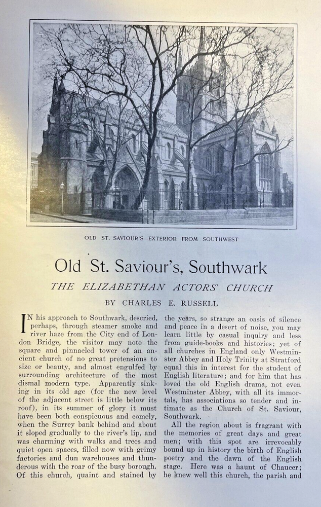 1901 London Old St. Saviour's Church Southwark Chaucer Window Shakespeare Window