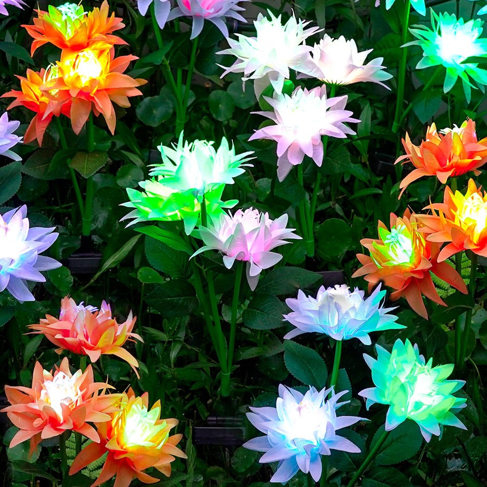 2pcs Solar Cineraria Flower Lights for Vibrant Outdoor Yard Decor