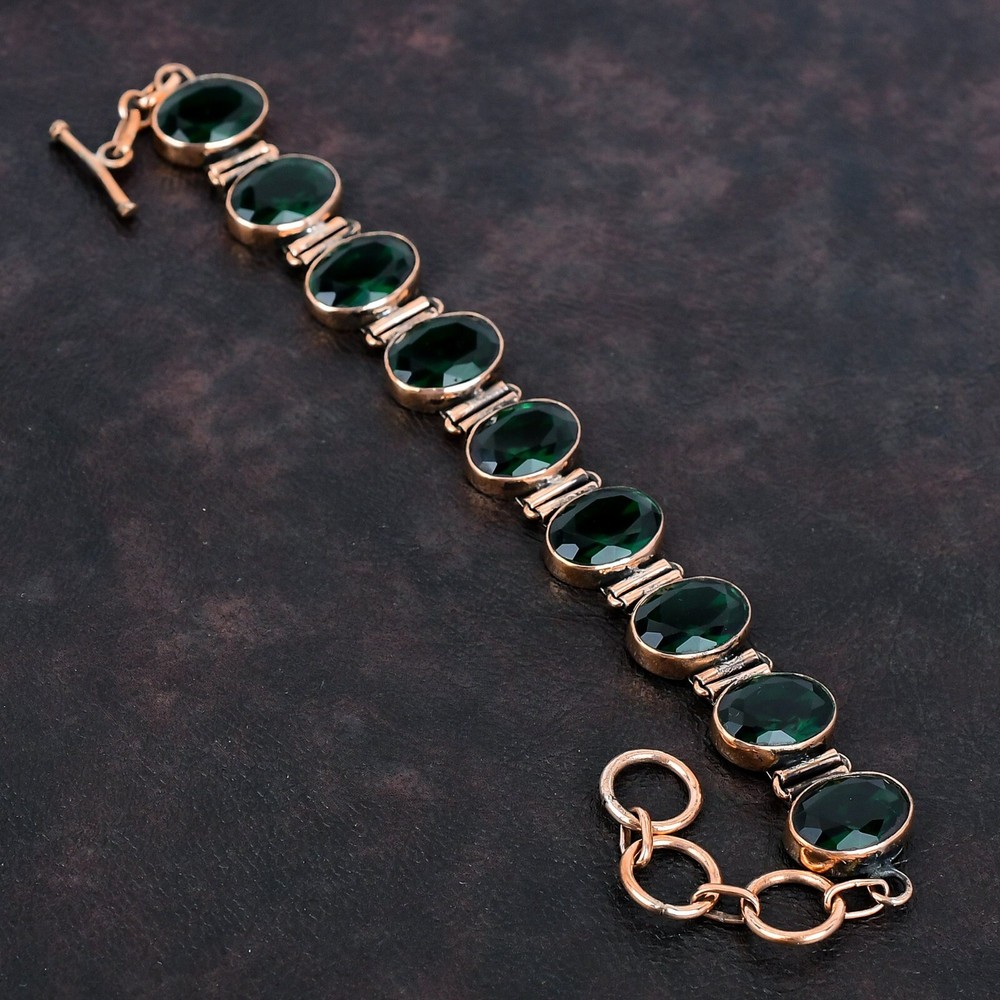 New Year Sale Copper Boho Bracelet with Chrome Diopside Stone