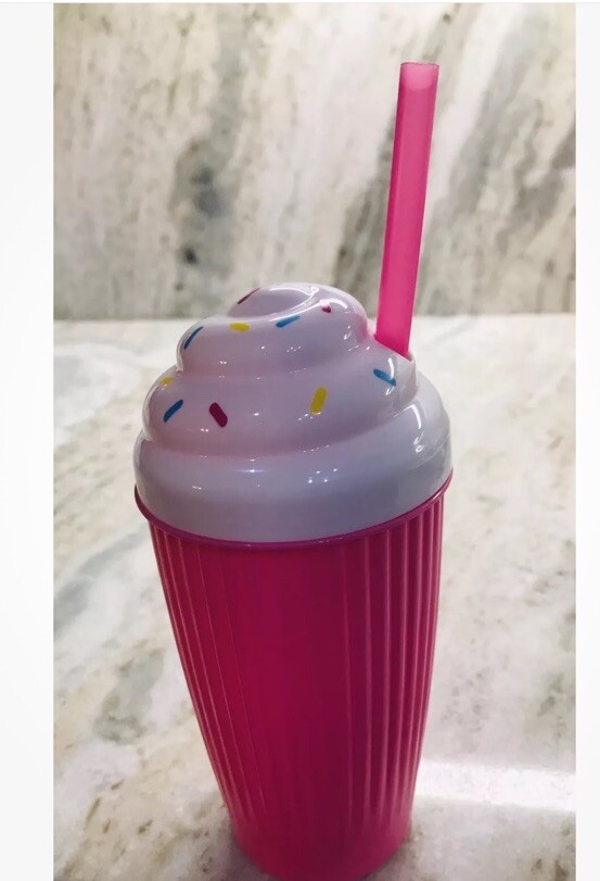 10oz Smoothie Shape Plastic Tumbler with Straw - Kids Valentine's Day Gift