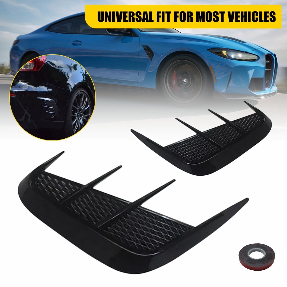 Gloss Black Rear Bumper Sport Side Wing Member Vent Cover Trim Car Accessories