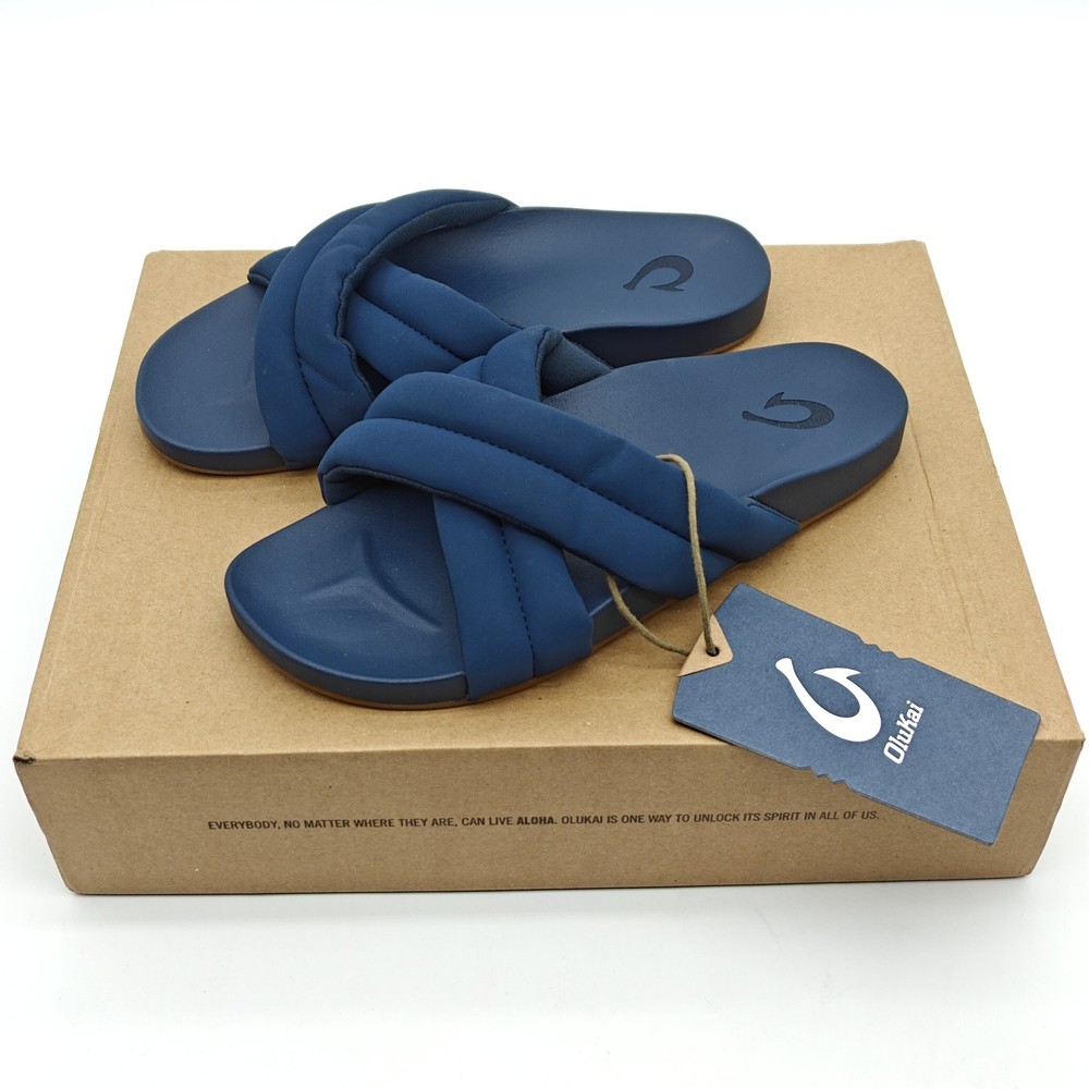 OluKai Hila Slide Sandals for Women in Moonlit Ocean US Size 5