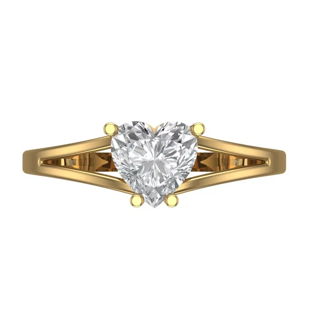2Ct Heart-Shaped Moissanite Engagement Ring in 14k Yellow Gold