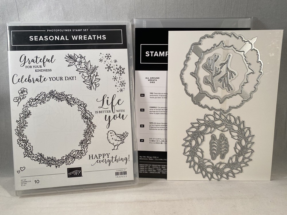SEASONAL WREATHS Stamp Set ALL-AROUND WREATHS Dies Stampin Up Grateful-image