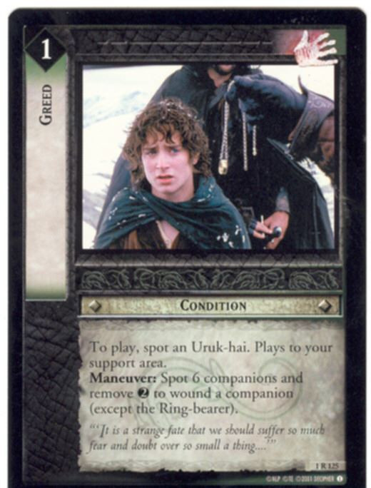 Lord Of The Rings CCG FotR Card 1.R125 Greed