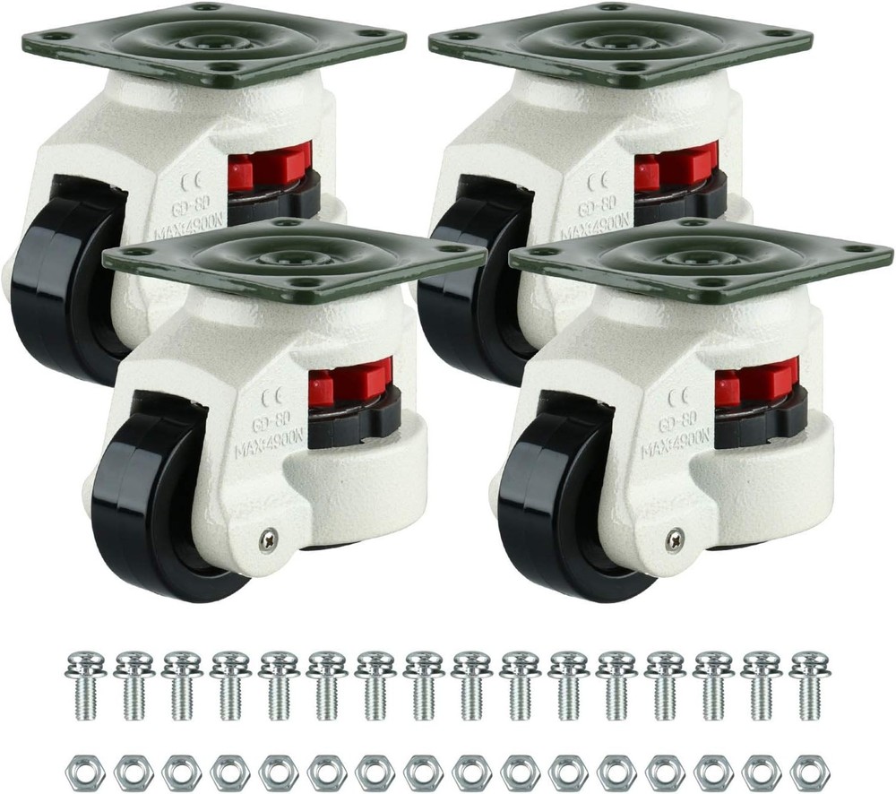 4 Pack GD-80F Leveling Casters Adjustable Nylon Plate Mounted Caster 4400LBS