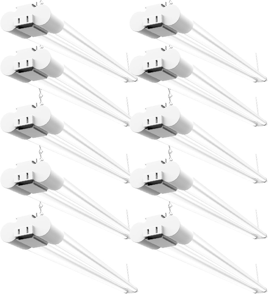 Commercial Grade Linkable LED Shop Lights - 4500 Lumen, 10 Pack, Modern Style