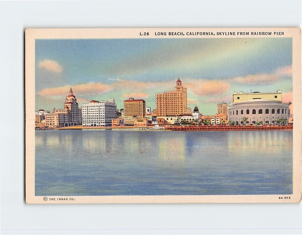 Postcard Skyline From Rainbow Pier Long Beach California USA
