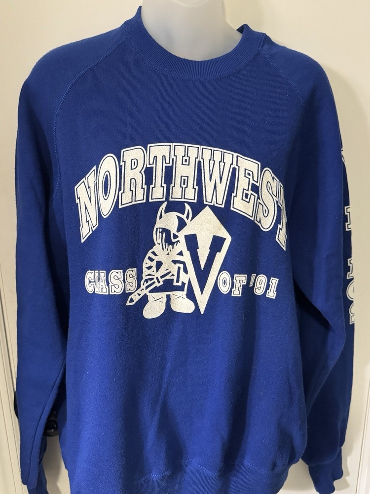 Northwest Class Of 91’ Vikings Vintage Adult XL Blue Sweatshirt