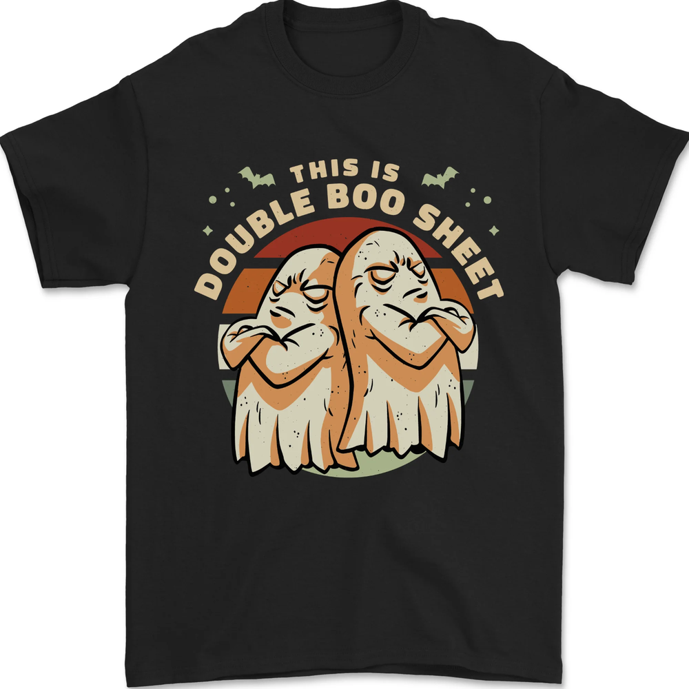 Double Boo Sheet Funny Halloween Mens T-Shirt 100% Cotton