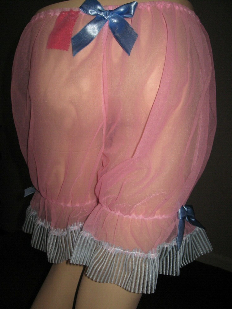 Sheer pink Nylon Pantaloons frilly baby blue Sissy Knickers bloomers feminine UK