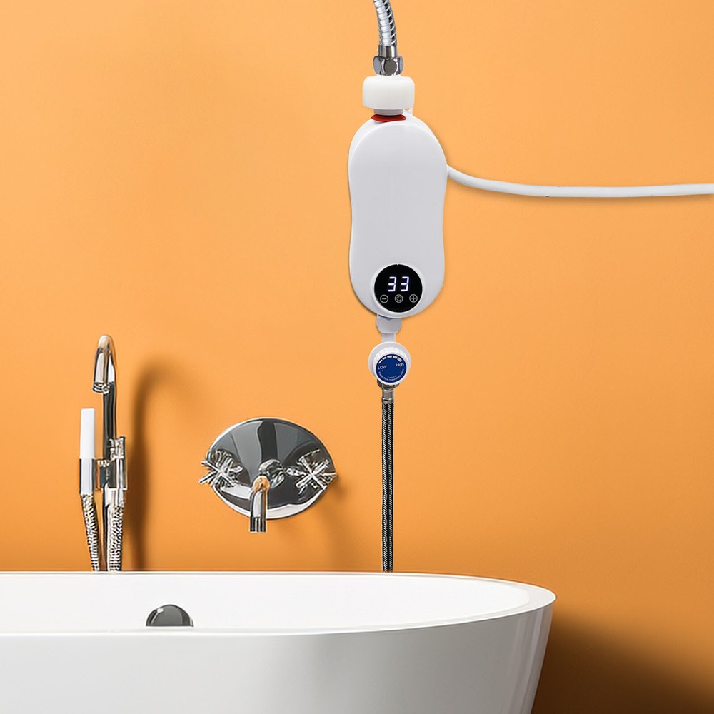 110V 3500W Instant Electric Bathroom Hot Water Heater With Shower Head White
