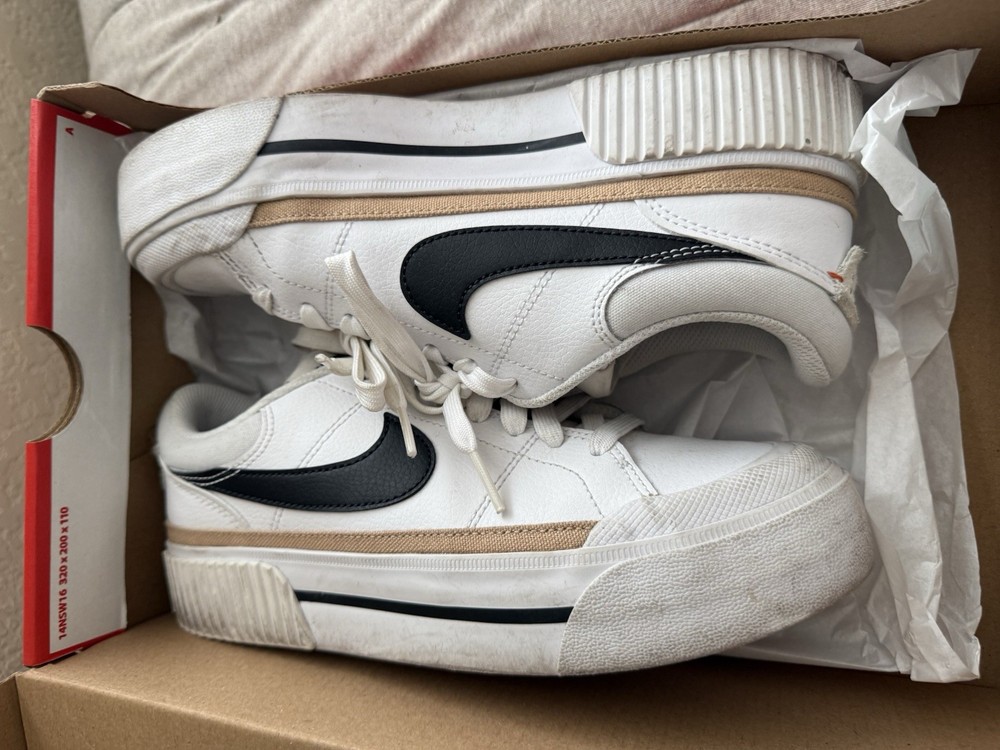 Size 7.5 - Nike Court Legacy Lift Low White Hemp W