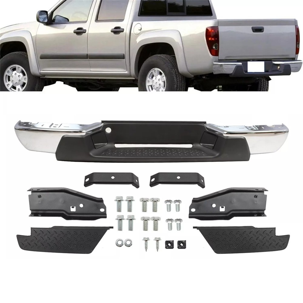 For 2004-2007 Chevy Colorado GMC Canyon W/O Park Chrome Steel Rear Bumper Assy