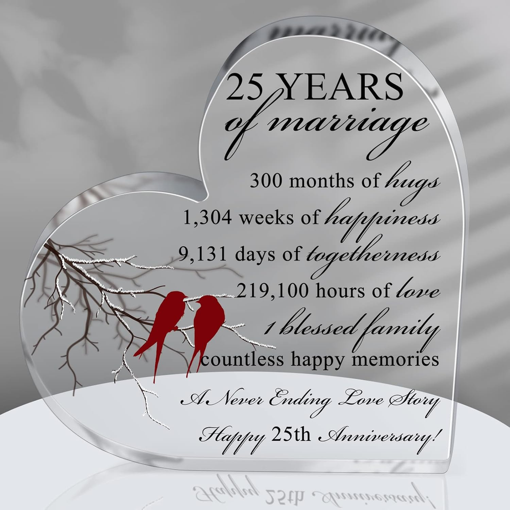 25th Years of Marriage Gift Wedding Anniversary Souvenir Heart Marriage Keepsake