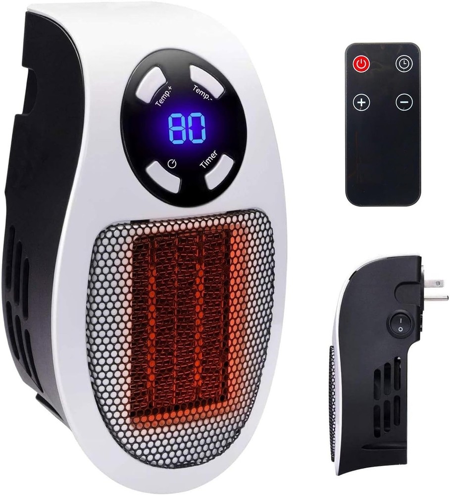 450W Remote Control Electric Space Heater with Wall Outlet - As Seen on TV