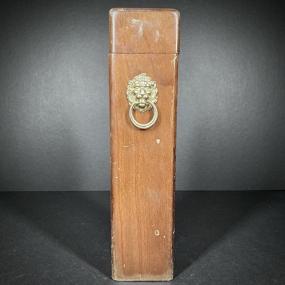 Vintage The Bombay Company Wooden Box Match Holder Brass Lion - 13