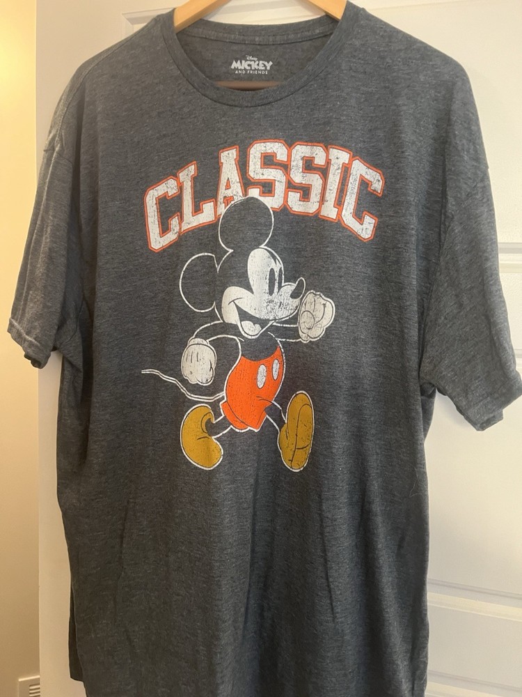 Disney Men's Classic Mickey Mouse T-Shirt Gray, Size XXL