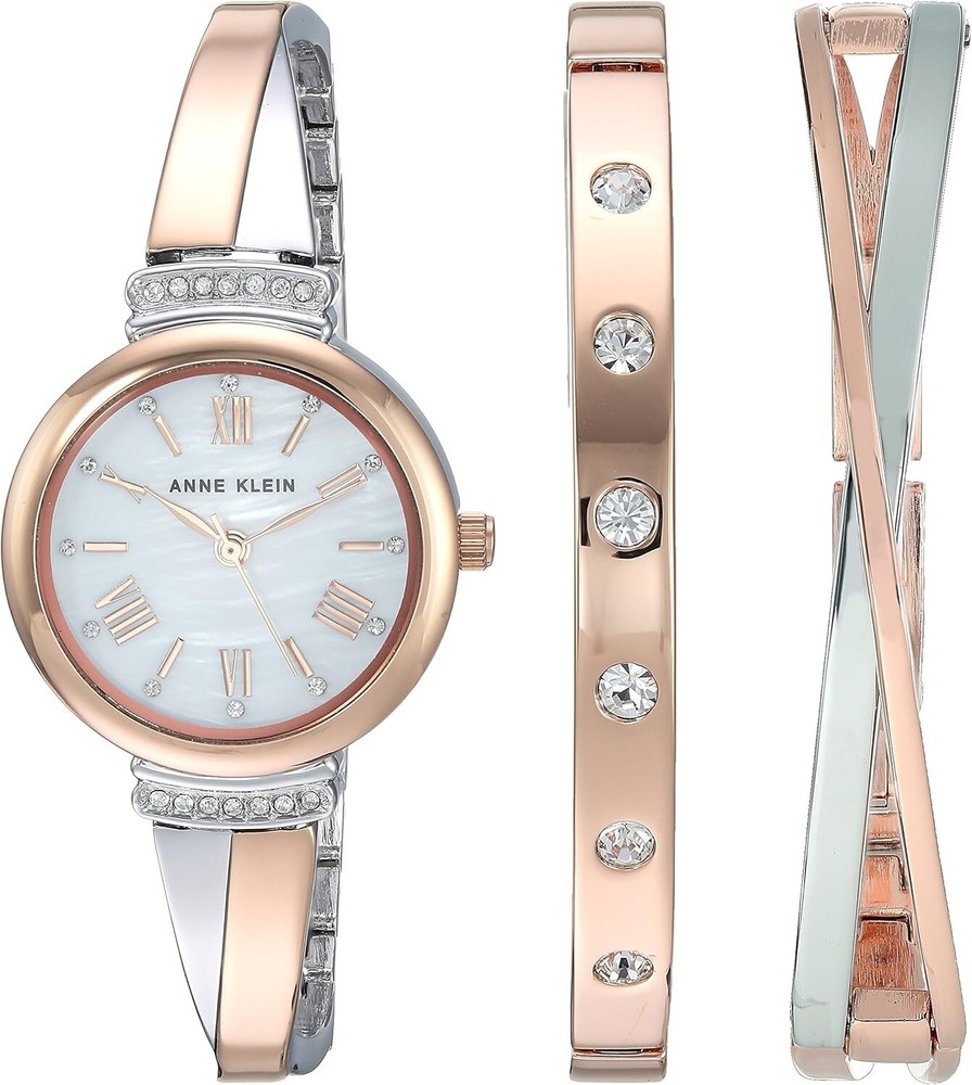 Chic Women's Two-Tone Bangle Watch Set with Japanese Quartz Movement - AK/2245