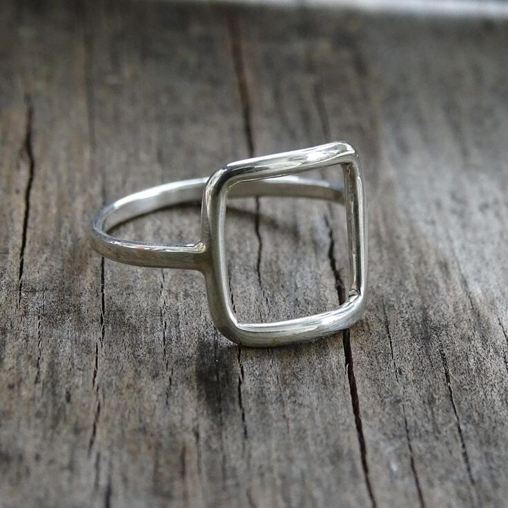 Open Square Sackable Ring 925 Sterling Silver Ring Women Handmade Ring All Size