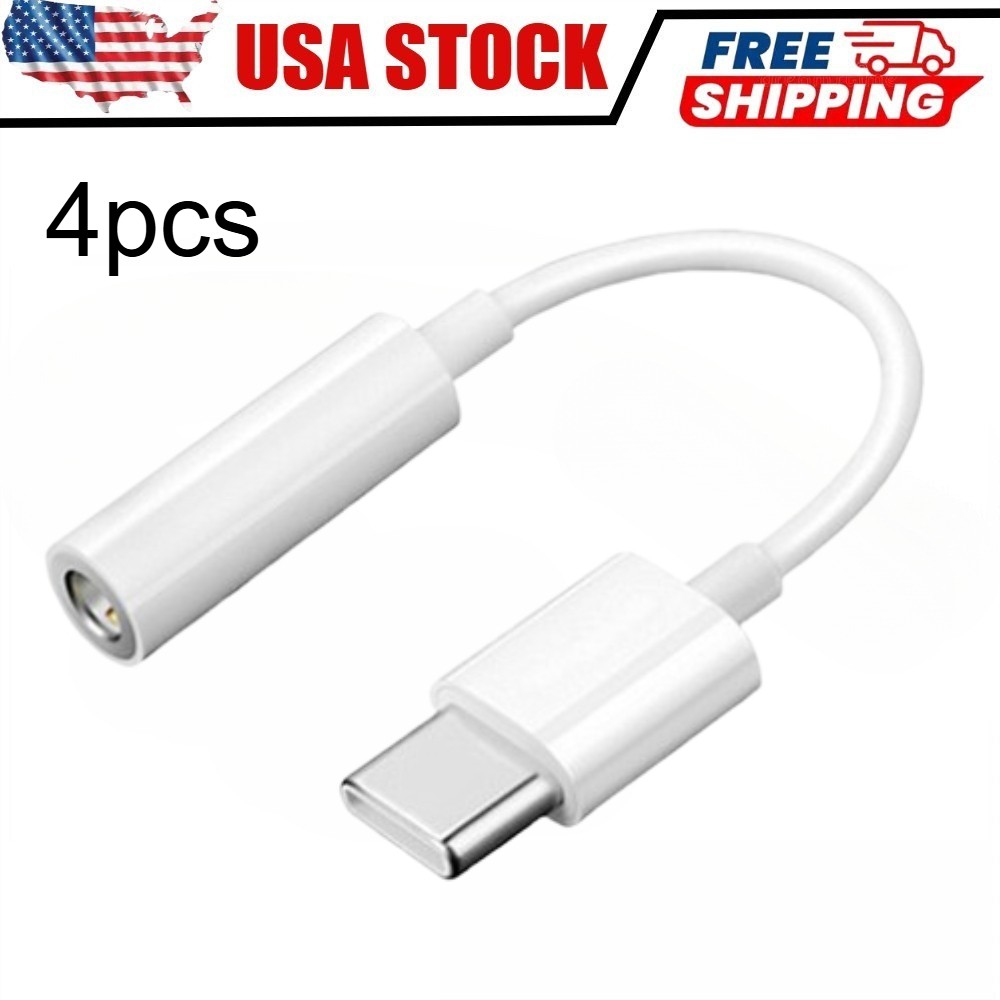4pcs USB-C Type C to 3.5mm AUX Headphone Jack Adapter for Samsung iPhone 15/16