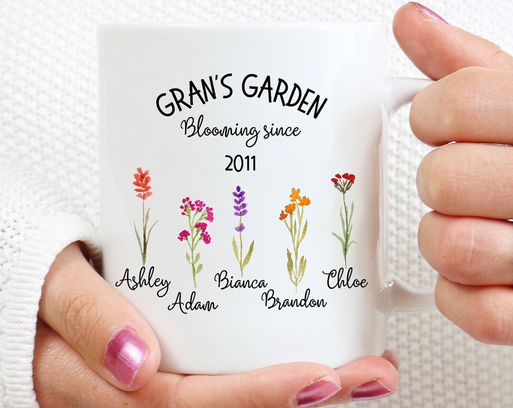 Gran Mug With Grandkids Names Mothers Day Personalized Gift For Gran Wildflower