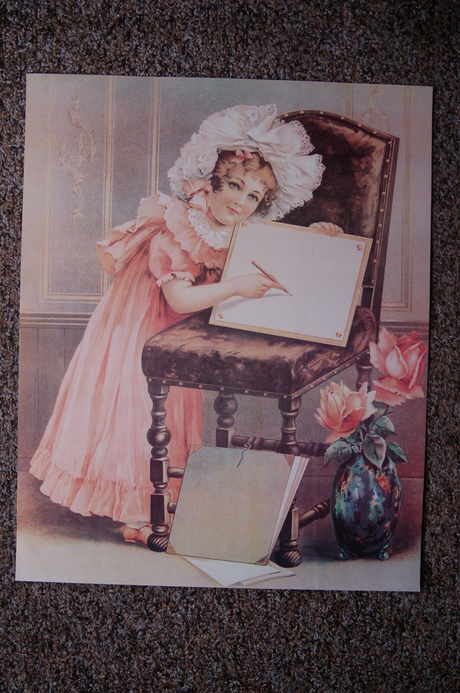 Drawing Table Victorian Print 16 x 20 Girl