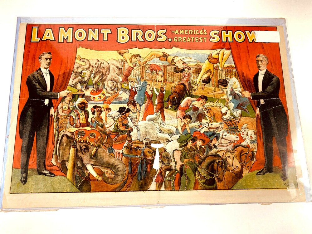 ORIGINAL LaMont Bros Circus Carnival Poster Program VERY NICE sideshow courier