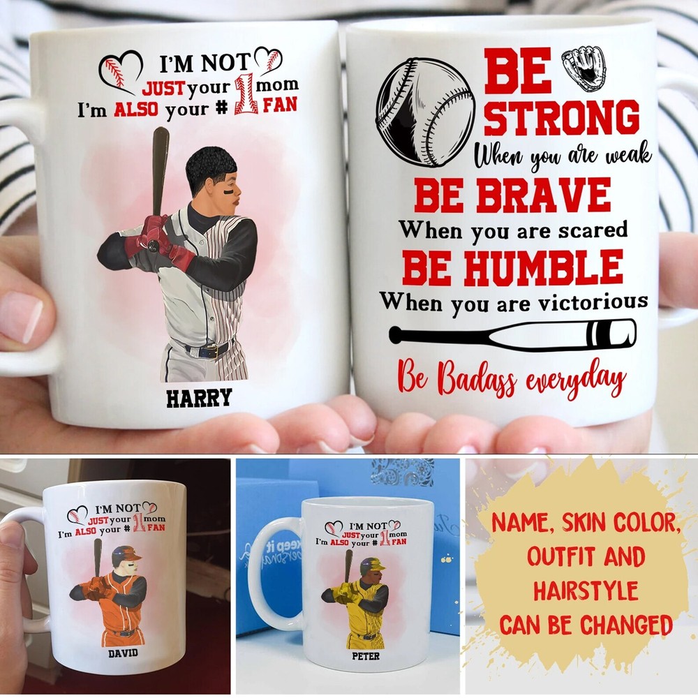 Personalized Be Badass Everyday Custom Coffee Mug Baseball Gifts For Son From