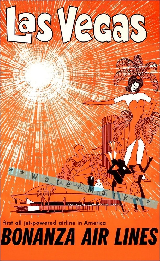 Air Bonanza 1950 Las Vegas Nevada Vintage Poster Print Retro Style Travel Art