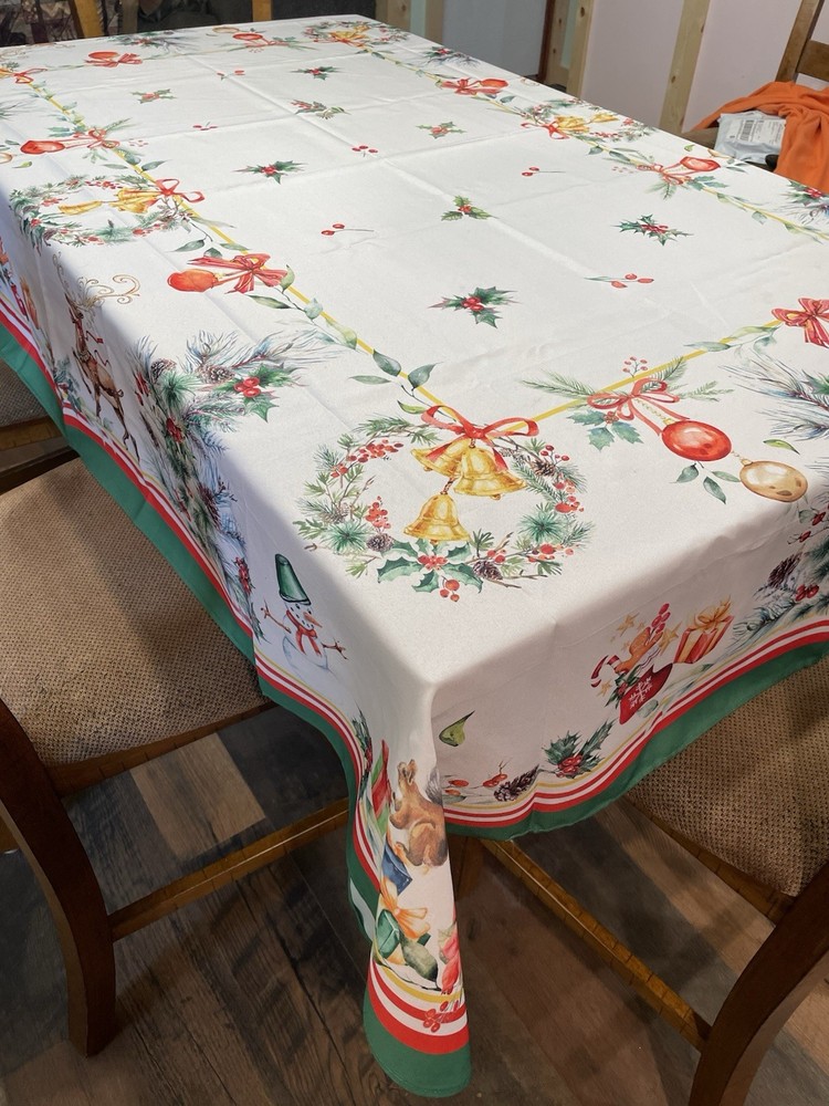 CHRISTMAS Tablecloth WREATH Reindeer COTTON POLYESTER Rectangle 59