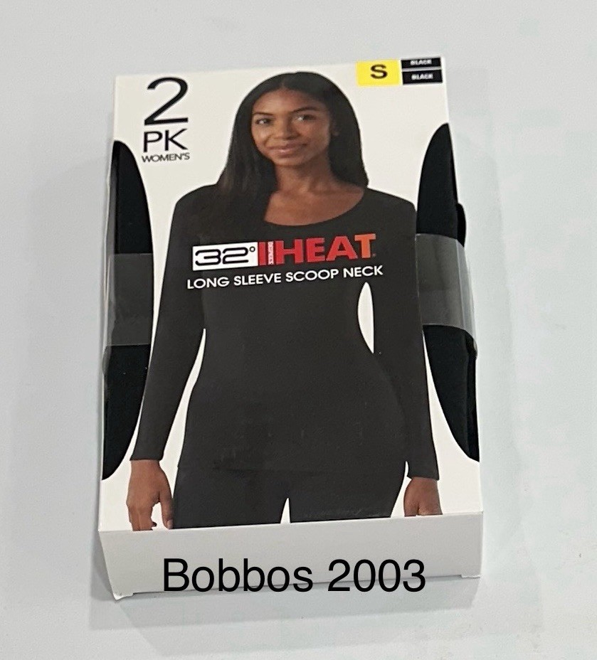 32 Degrees Heat Women's 2-Pack Long Sleeve Scoop Neck Tee, Black/Black, S