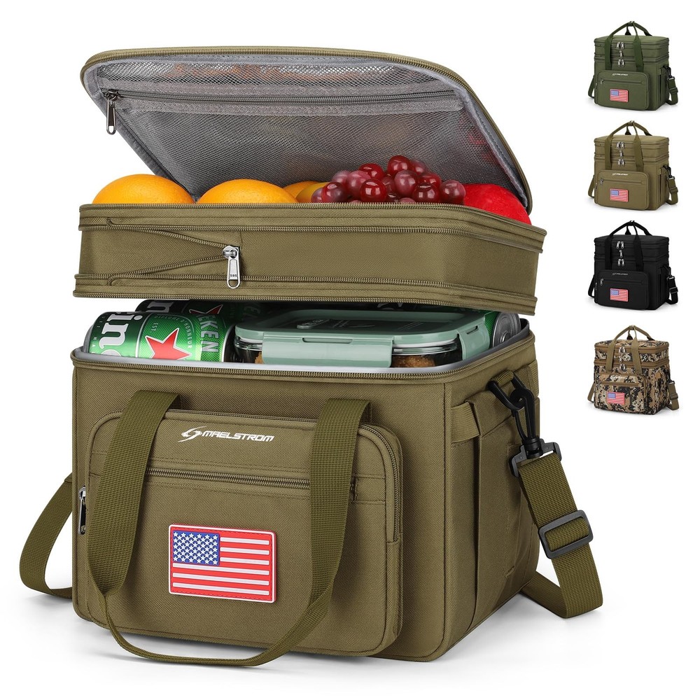 Tactical 23L Insulated Lunch Box for Men - Expandable Double Deck Design