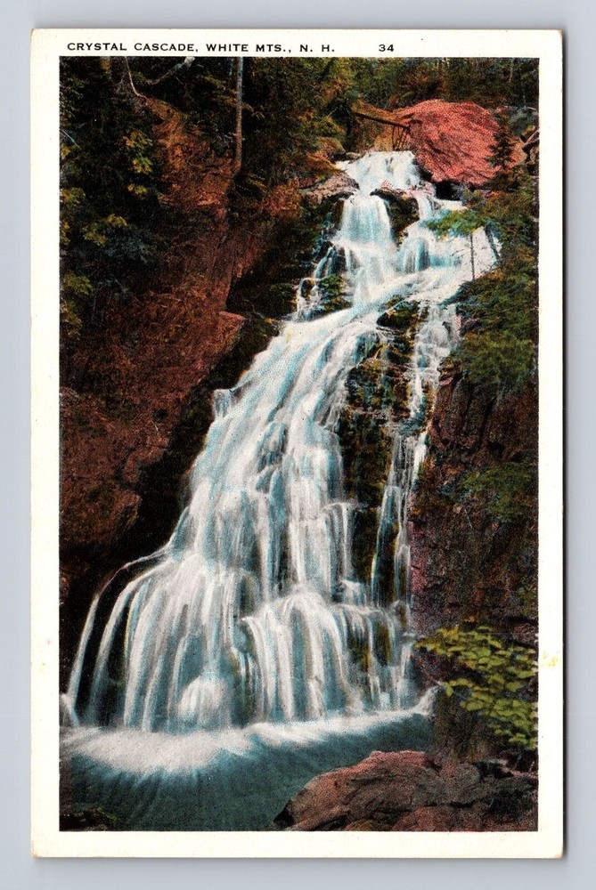 Vintage White Mountains NH Crystal Cascade Antique Postcard