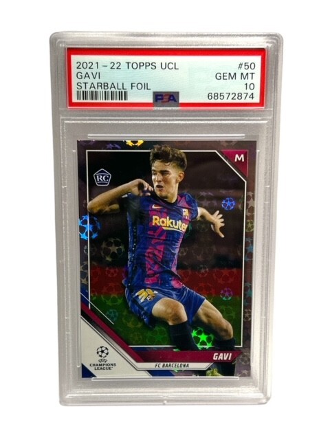 2021-22 Topps UCL Collection Starball Foil Gavi #50 PSA 10 GEM MT Rookie RC
