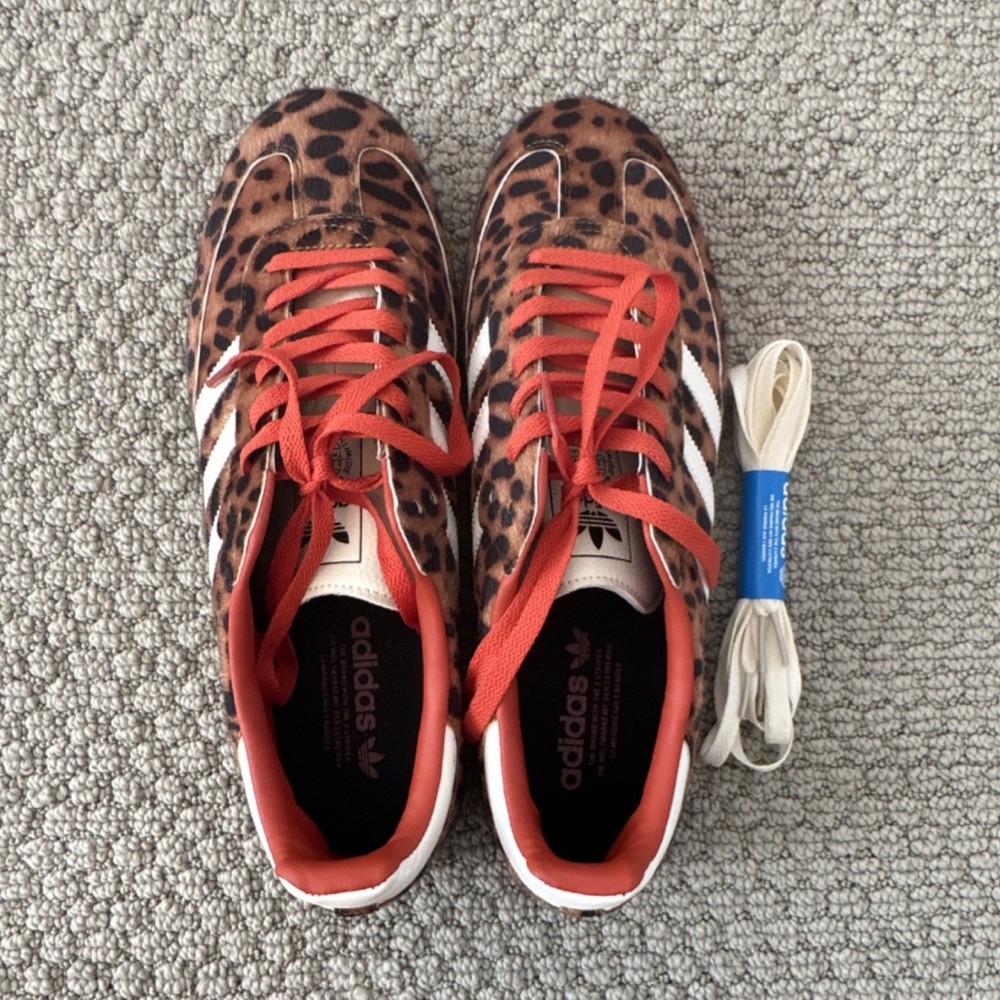 adidas Men's Leopard Print Brown Red Low Top Athletic Sneakers