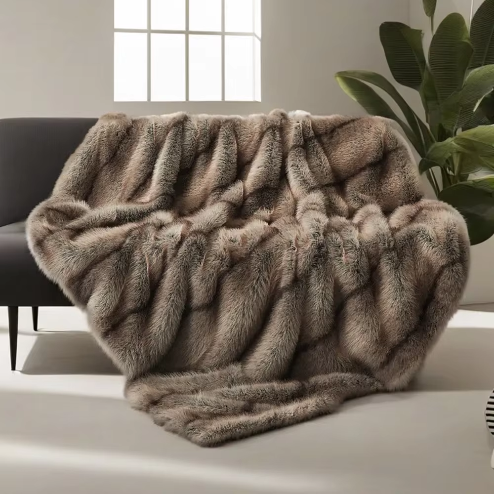 Luxury Fur Blanket High-End Bed Fox Fur Blankets