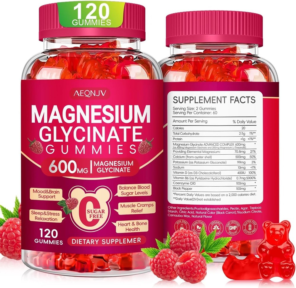Magnesium Glycinate Gummies 600mg Sugar Free Supplements for Sleep Body Support