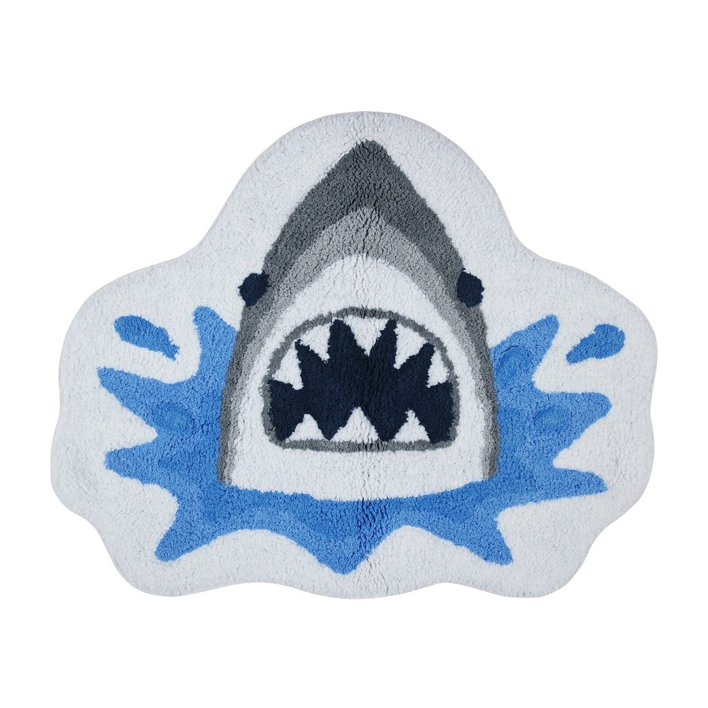 Shark Bath Rug 19x23 Kids Bathroom Mat Plush Non-Slip Absorbent Washable