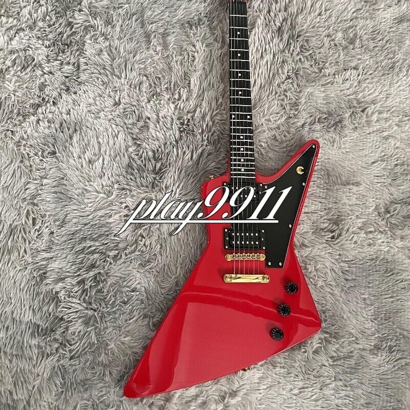 Factory Red Lzzy Hale Explorer Electric Guitar Black Pick Guard Gold Hardware