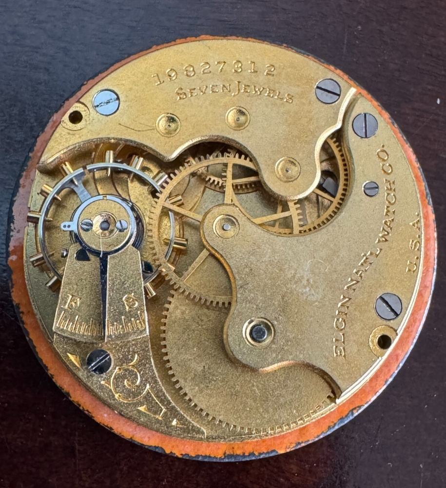 Vintage 16-Size Elgin Pocket Watch Movement GR 289 in Working Condition