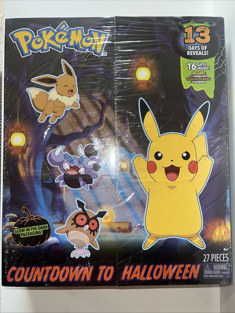 NEW Pokémon ADVENT Calendar Countdown To Halloween with 16 GIFTS Glow Packaging