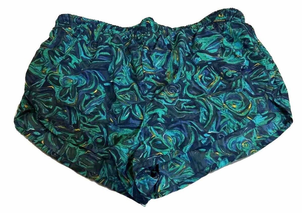 Vtg Speedo Sprinter Shorts Mens Sz L Nylon High Rise Running Swim Trunks Pattern