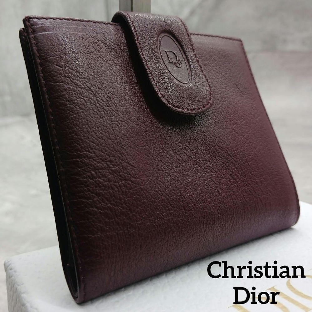 Vintage Christian Dior Wine Red Bifold Wallet Pre-Owned Luxury