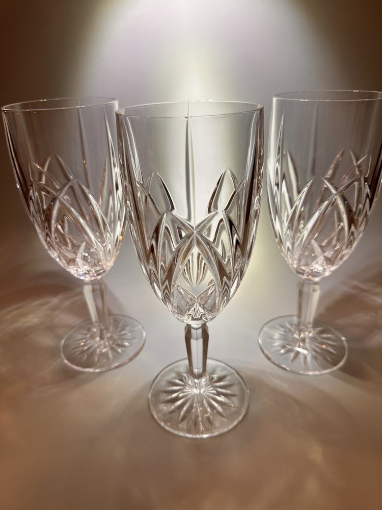 MARQUIS By WATERFORD Crystal Brookside 12oz Iced Tea Goblets 8.25 Inch Set of 3