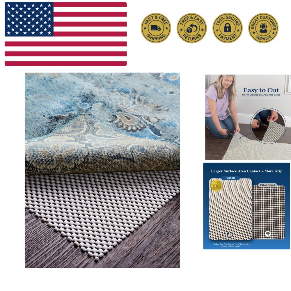 5x7 Ft Rug Pad Gripper for Hardwood Floors, Non Slip Rug Pads for Area Rugs, ...