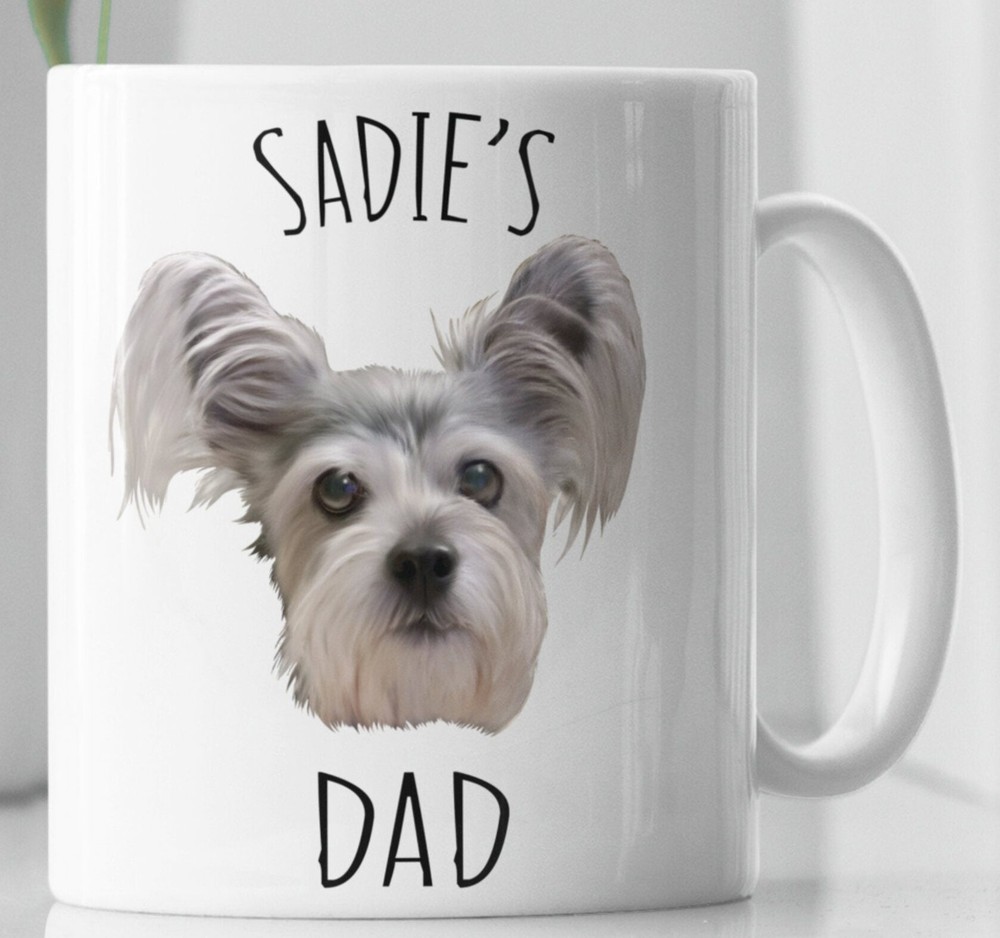 Custom Pet Portrait Photo Mug Dog Coffee Cup Personalized Father's Day Mother