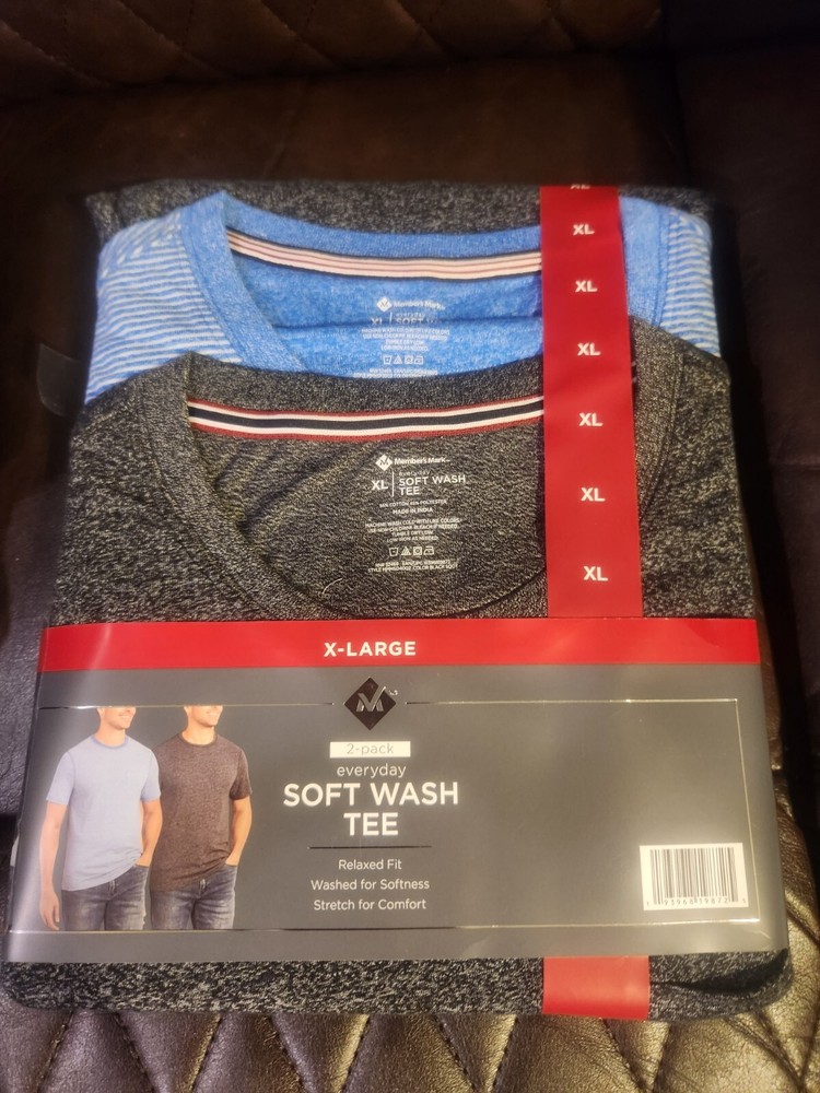 Members Mark Soft Wash Tee 2 Pack for Men Size XL Comfort Fit-image
