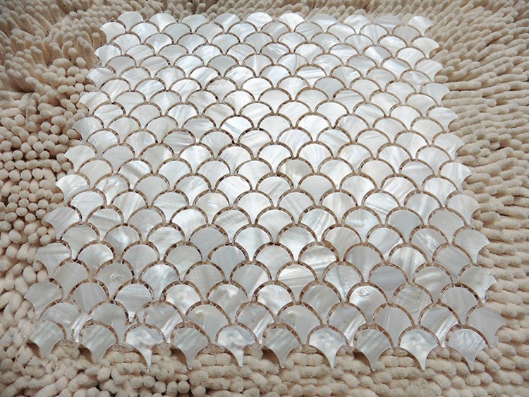 11PCS White Fish Scale Shell Mosaic Tile Kitchen Backspalsh Shower Fan Wall Tile