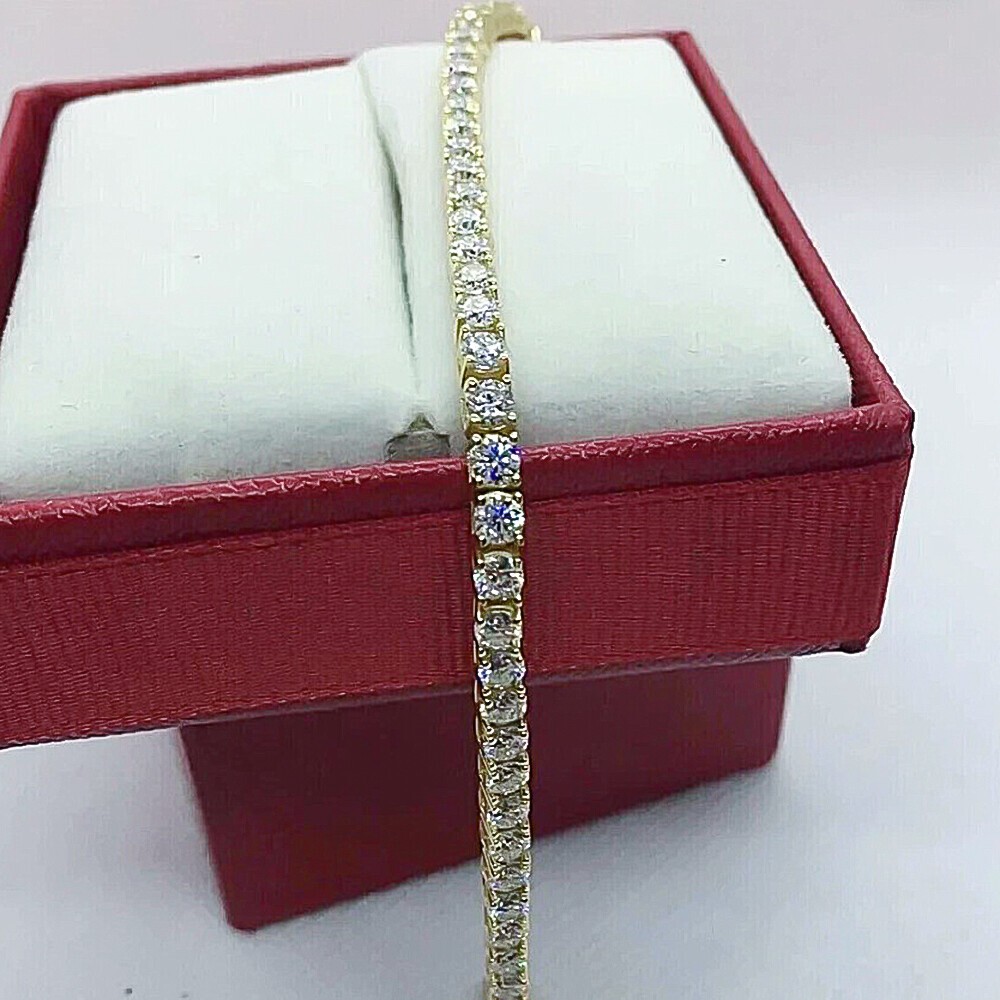 7.50CT Round Cut Certified Diamond Tennis Bracelet Wedding Gift 14K White Gold